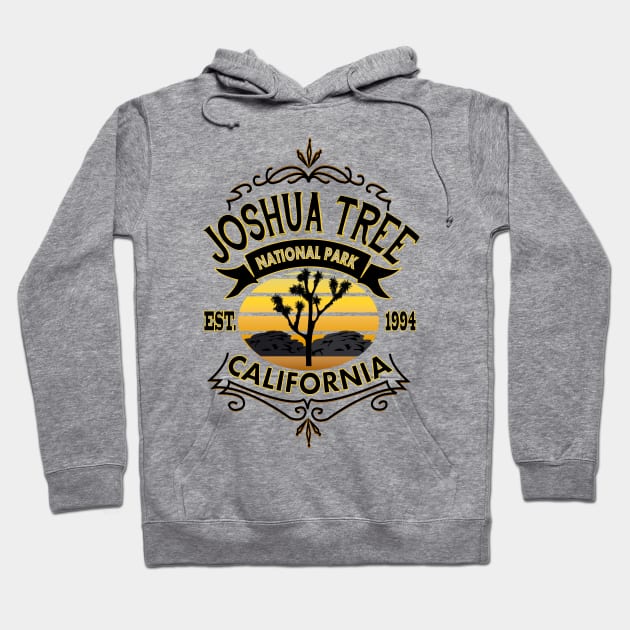 Joshua Tree National Park California Vintage Typography Hoodie by LostOnTheTrailSupplyCo